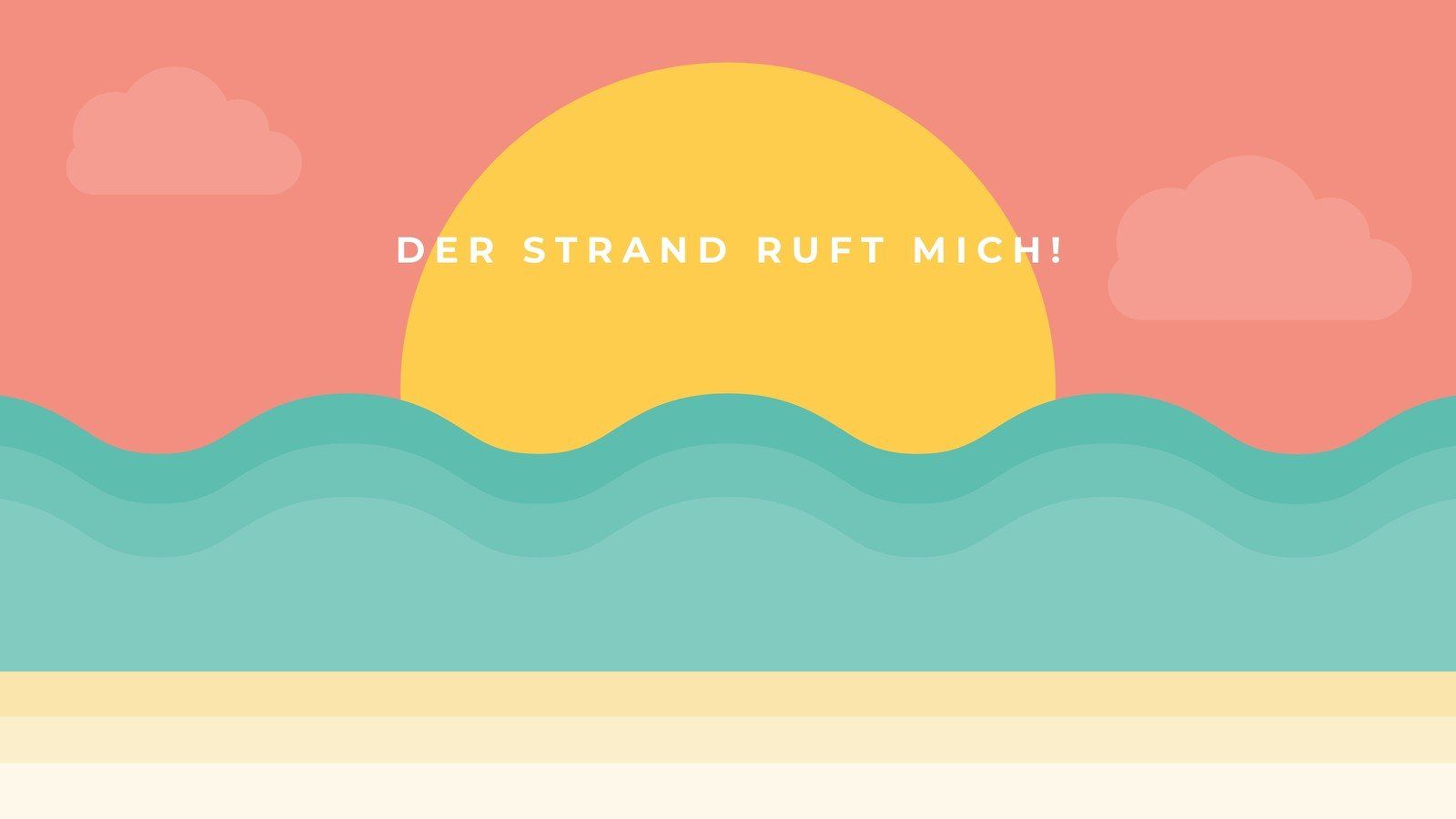 Der Strand ruft mich, Sonne, Wellen, Illustration, Korallenrot, HD, Laptop-Hintergrundbild