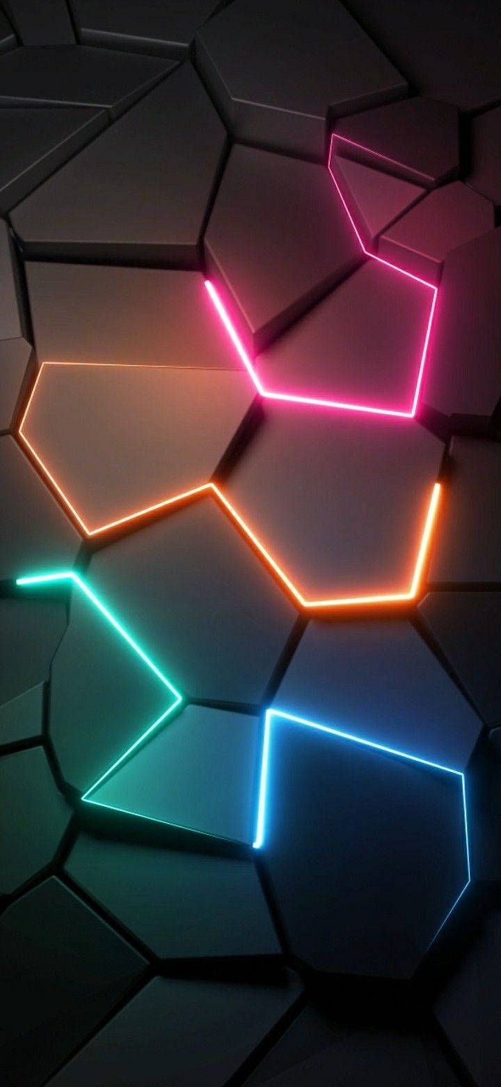 Sechsecke, Waben, Leuchtende Fugen, Dunkel, 3D-Grafik, HD, Hintergrundbild fürs Handy
