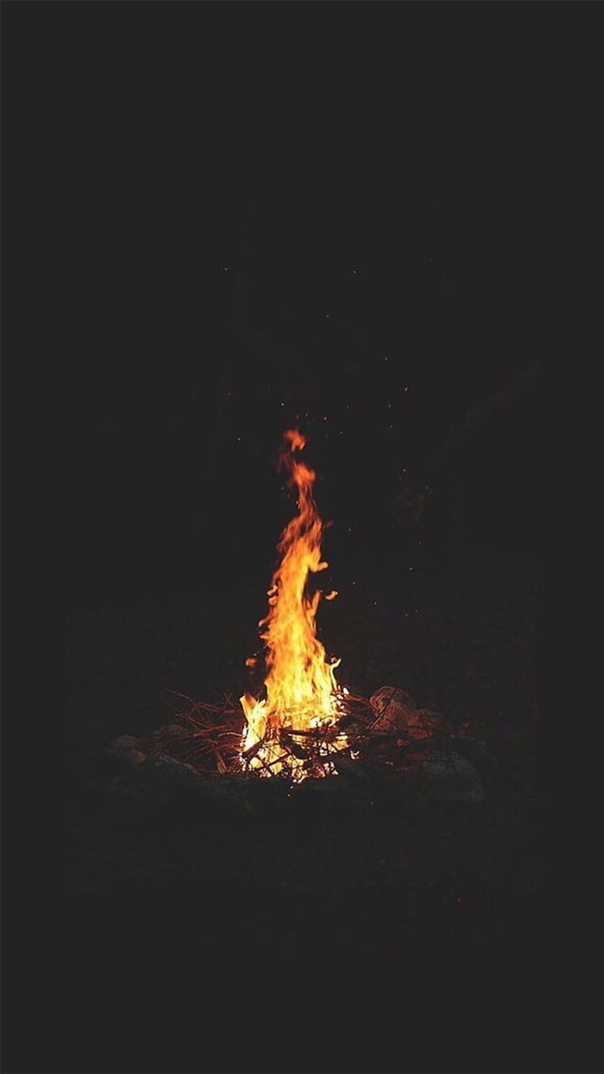 Lagerfeuer, Nacht, Dunkelheit, Minimalistisch, HD, Hintergrundbild fürs Handy