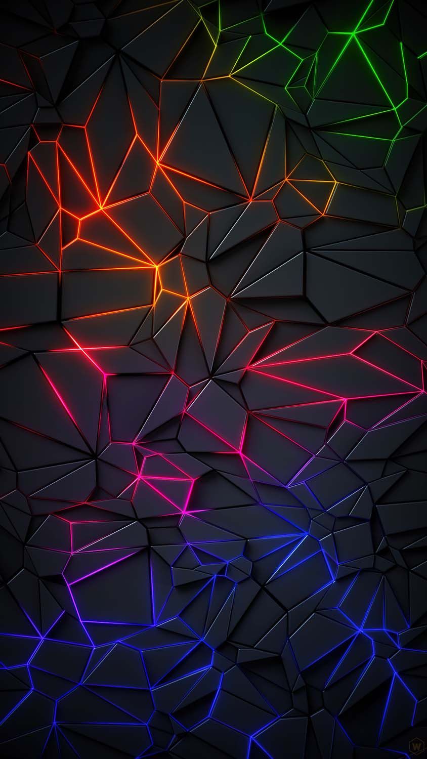 Risse, Polygone, Bunt, Dunkel, Geometrisch, Hochformat, Hintergrundbild fürs Smartphone