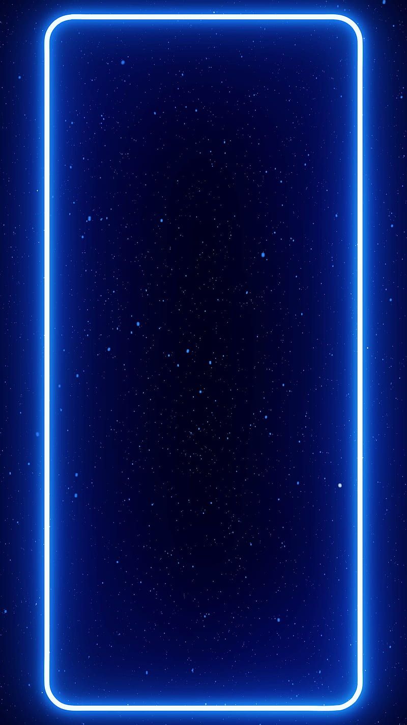 Neonrahmen, Blau, Rechteck, Sterne, Minimalistisch, HD, Hintergrundbild fürs Handy