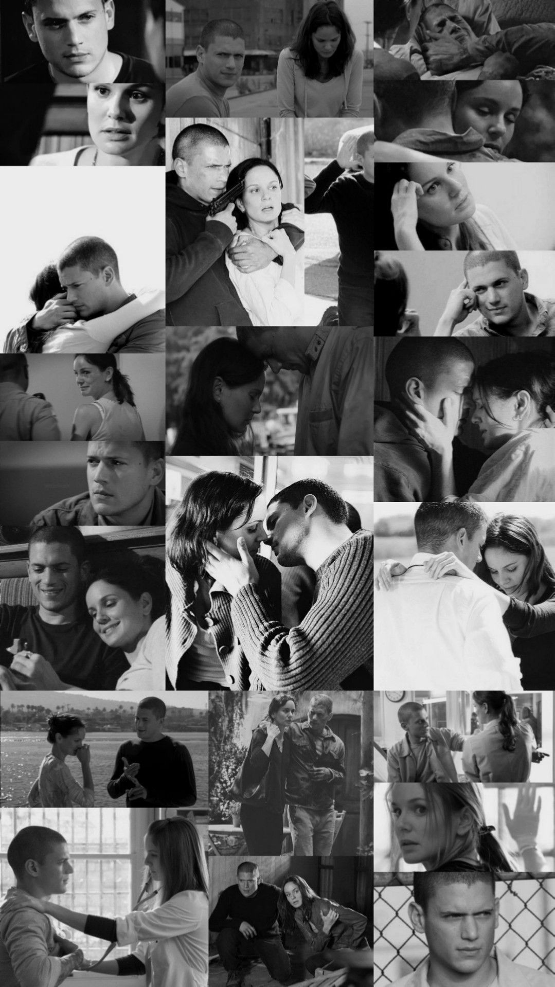 Prison Break, Michael Scofield, Collage, Schwarz-Weiß, Hintergrundbild für iPhone und Android