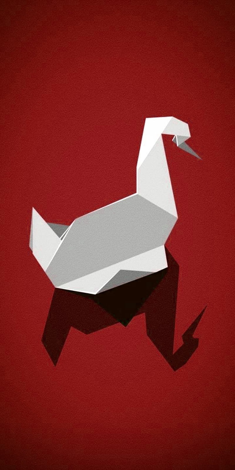 Origami-Schwan, Prison Break, Roter Hintergrund, Minimalistisch, Sperrbildschirm fürs iPhone