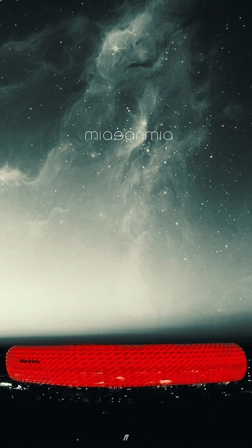 Allianz Arena, Gewitterwolken, Nacht, Rote Beleuchtung, Dunkel, HD, Handy-Hintergrund