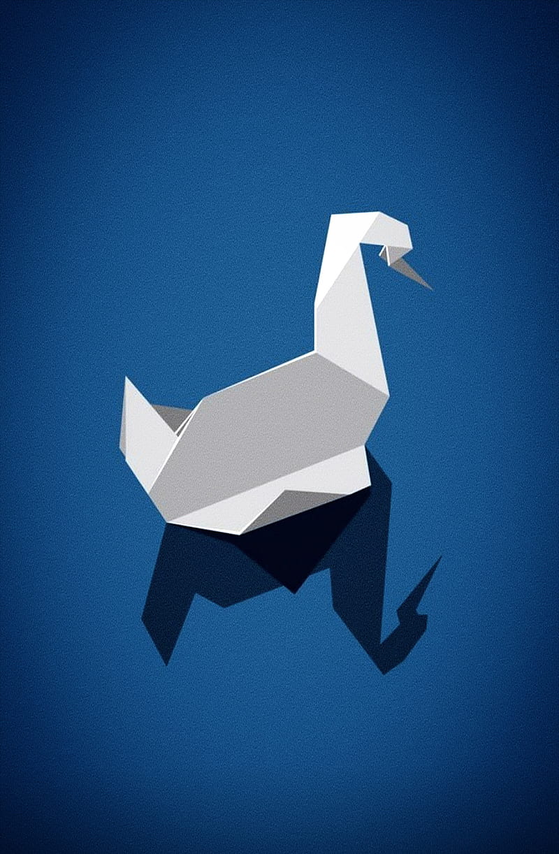 Origami-Schwan, Prison Break, Blauer Hintergrund, Minimalistisch, Sperrbildschirm fürs iPhone