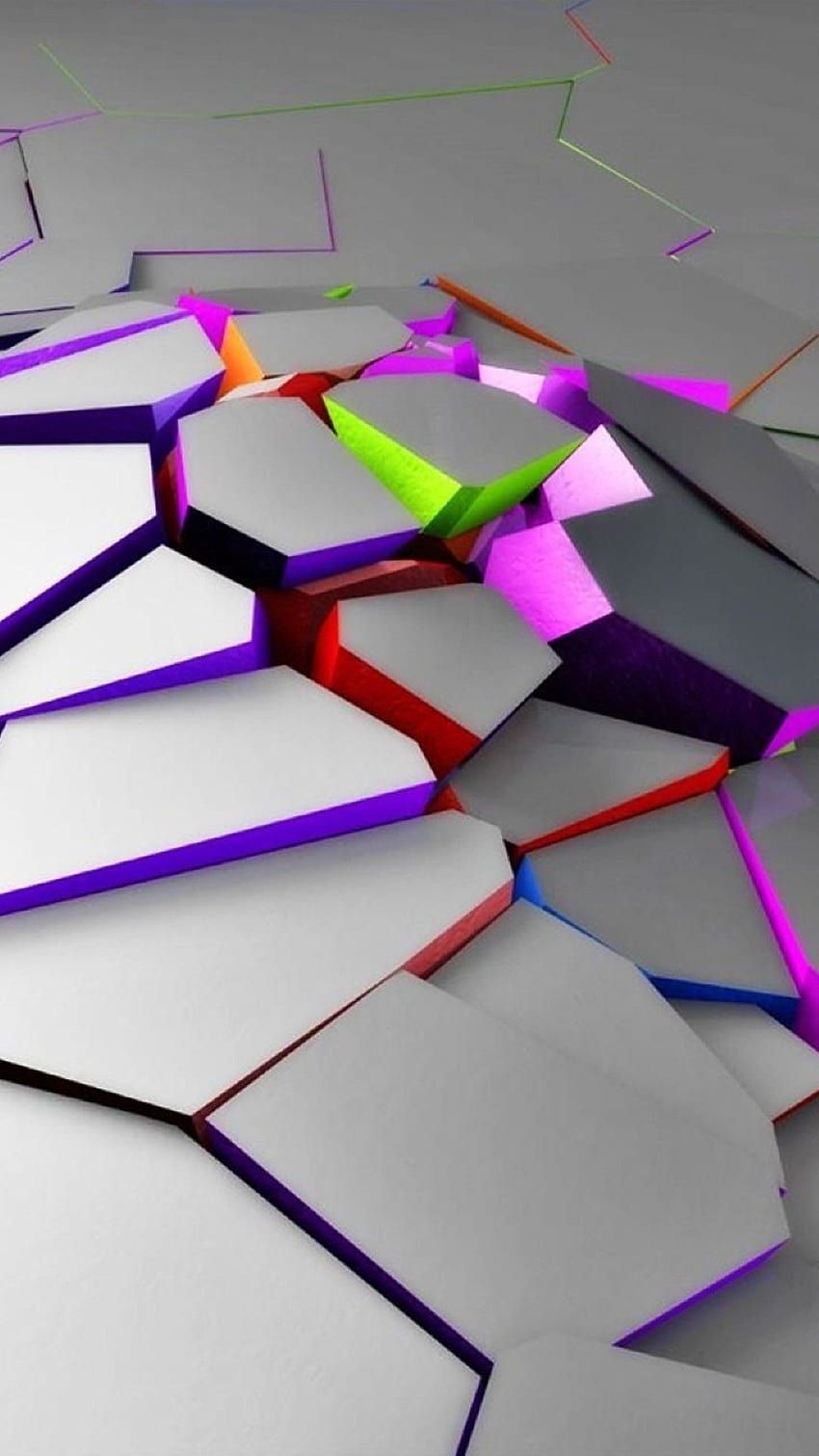 Risse, Polygone, Weiß, Bunte Fugen, 3D-Grafik, HD, Sperrbildschirm fürs iPhone