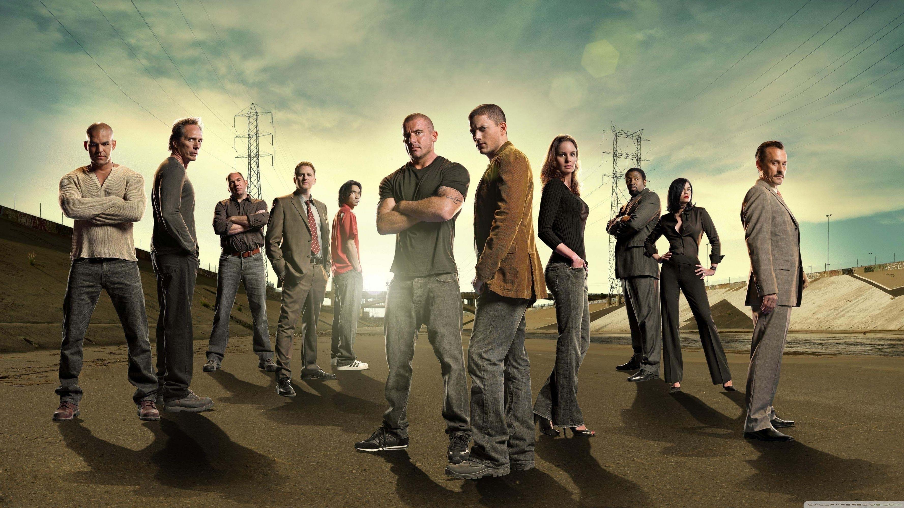 Prison Break, Besetzung, Gruppenbild, Wüste, Strommasten, 2K, Windows-Hintergrundbild