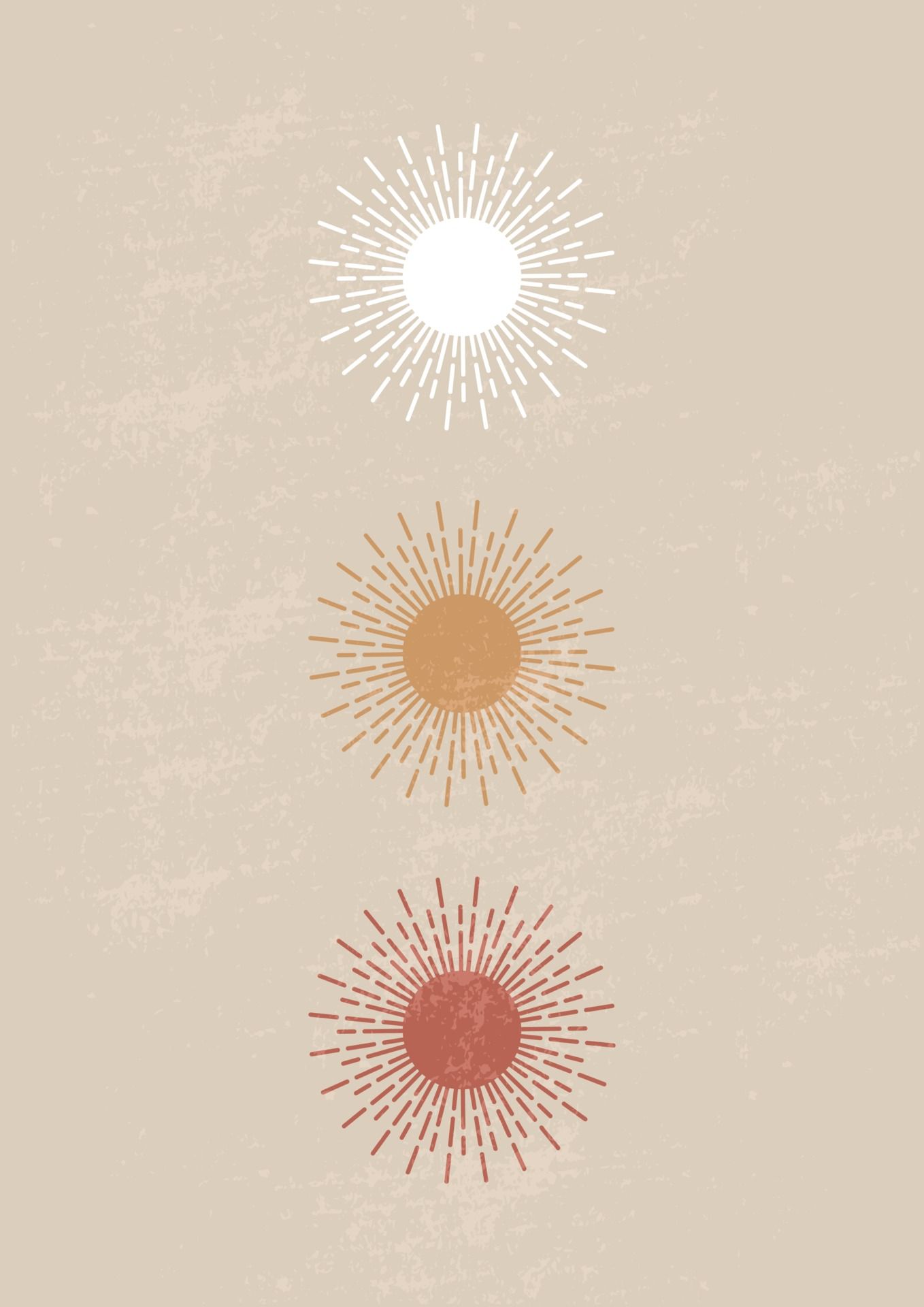 Sonnen, Boho, Illustration, Beige, Minimalistisch, Full HD, Hintergrundbild fürs Tablet