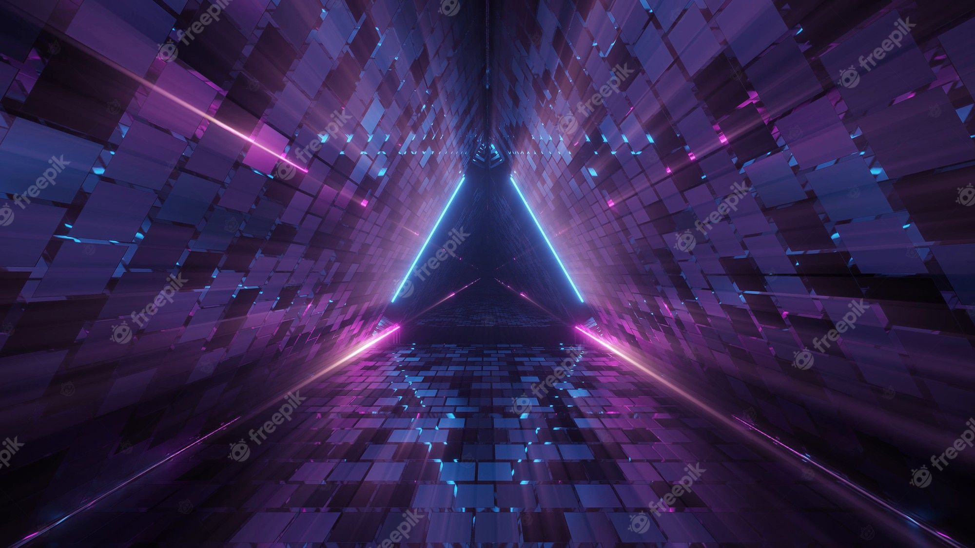 Tunnel, Dreieck, Lila, Blau, Perspektive, 16:9, Full-HD-Hintergrundbild für den Desktop