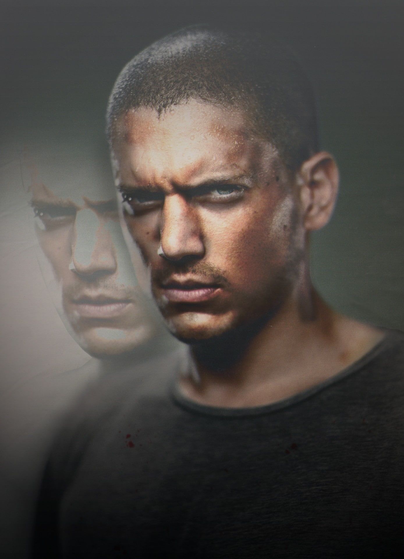 Michael Scofield, Wentworth Miller, Porträt, Grauer Hintergrund, Dunkel, Full HD Wallpaper
