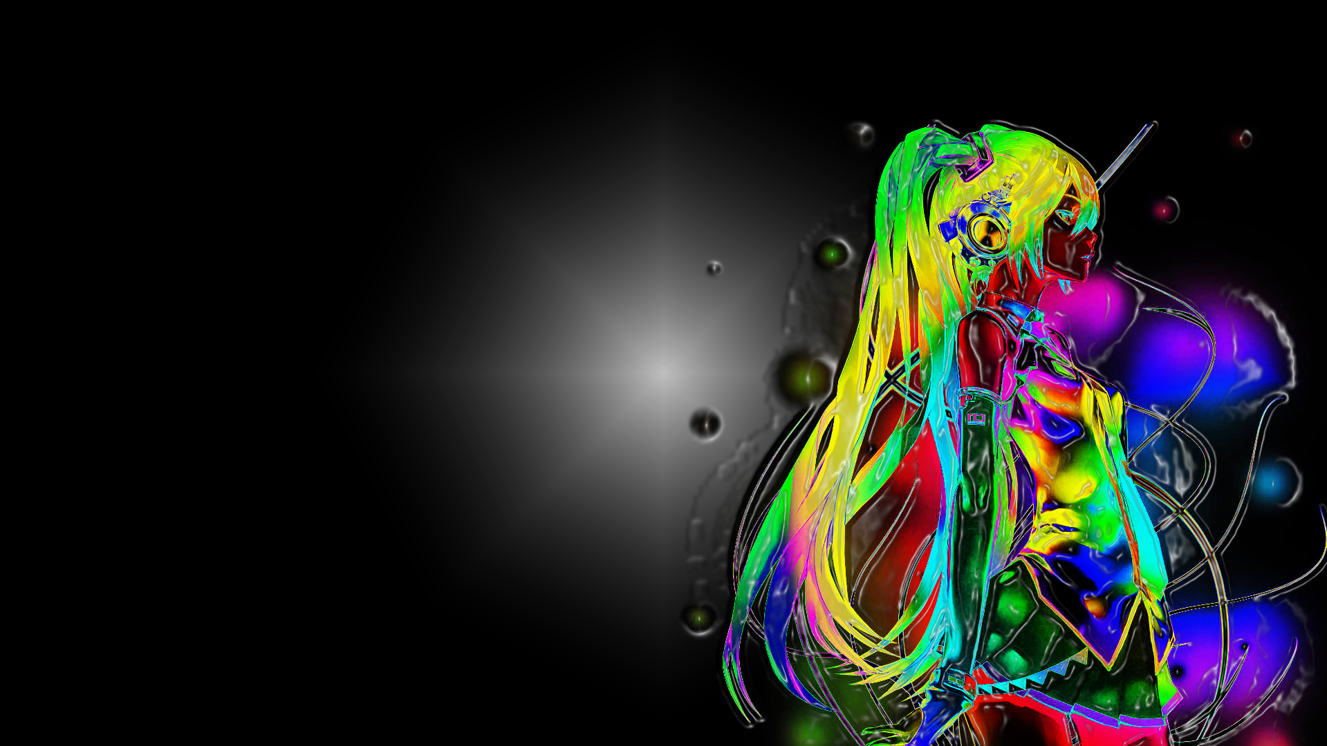 Bunte Haare, Digitale Kunst, Regenbogenfarben, Schwarzer Hintergrund, Surreal, HD Wallpaper