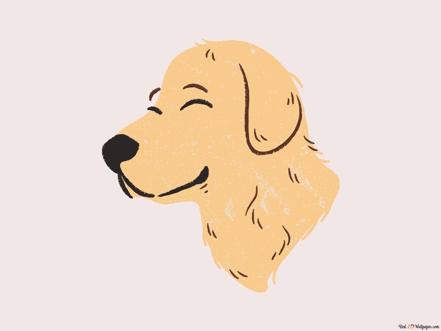 Golden Retriever, Illustration, Lächeln, Minimalistisch, Hintergrundbild fürs Tablet