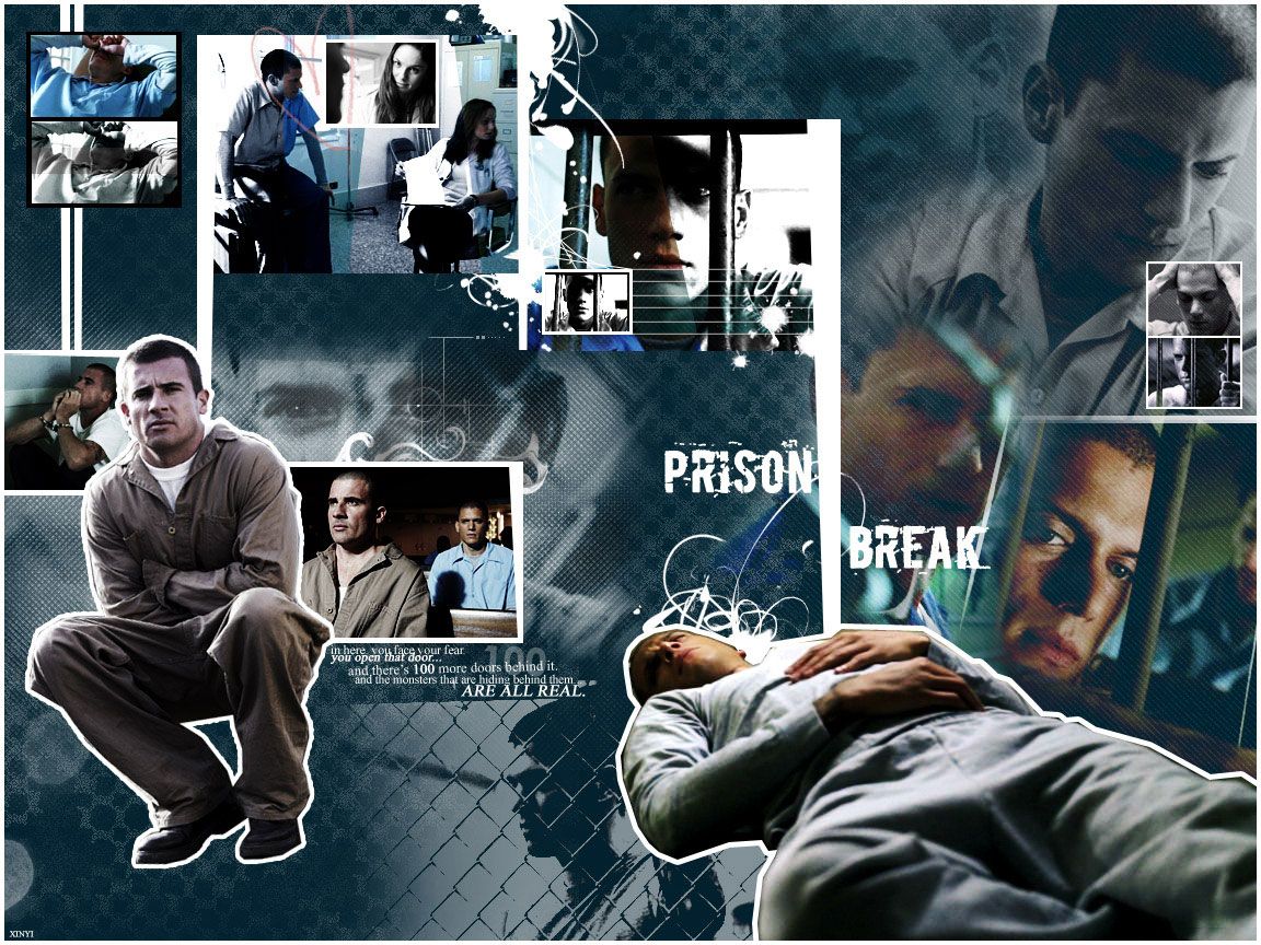 Prison Break, Collage, Michael Scofield, Blautöne, Hintergrundbild für iPad und Tablet