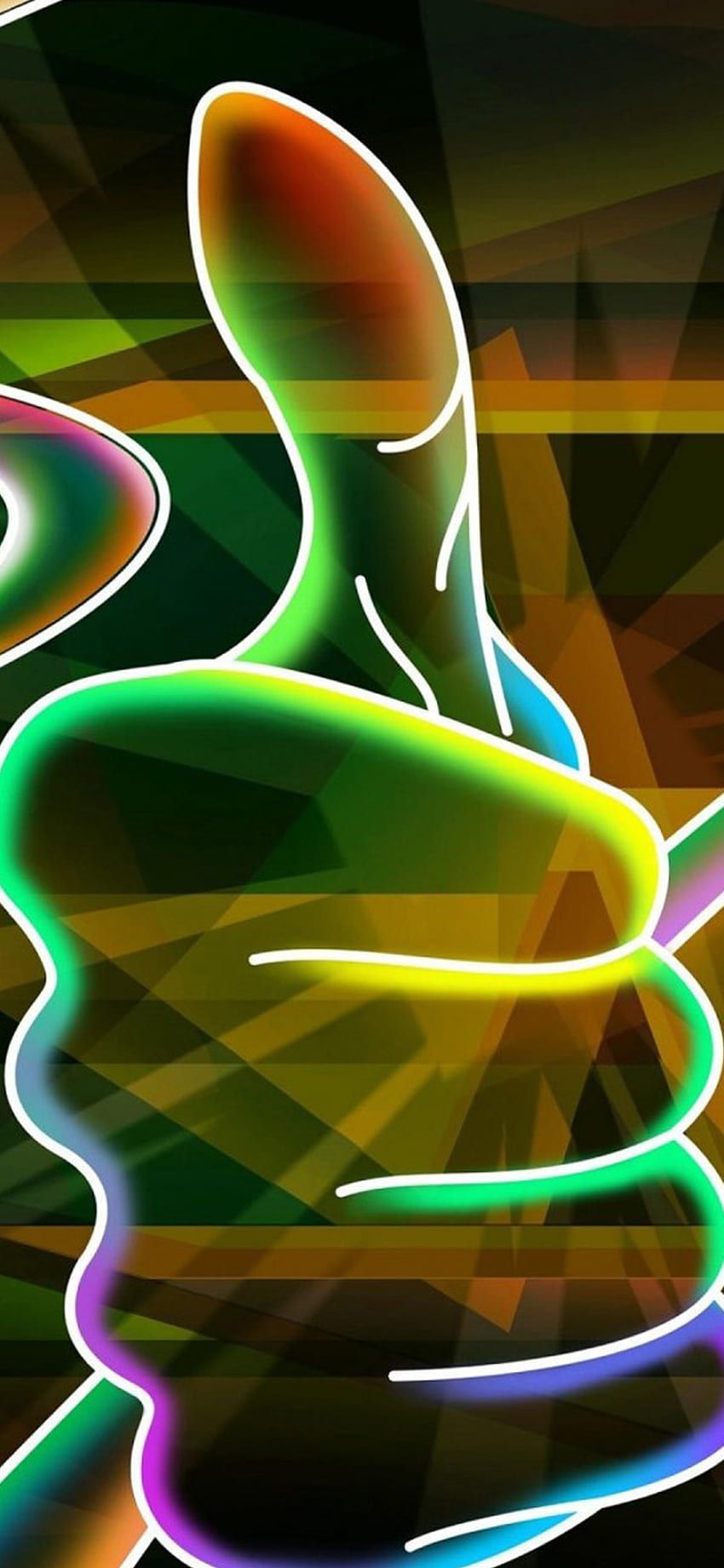 Daumen hoch, Hand, Neonlinien, Grün, Gelb, HD, Handy-Hintergrund im Hochformat
