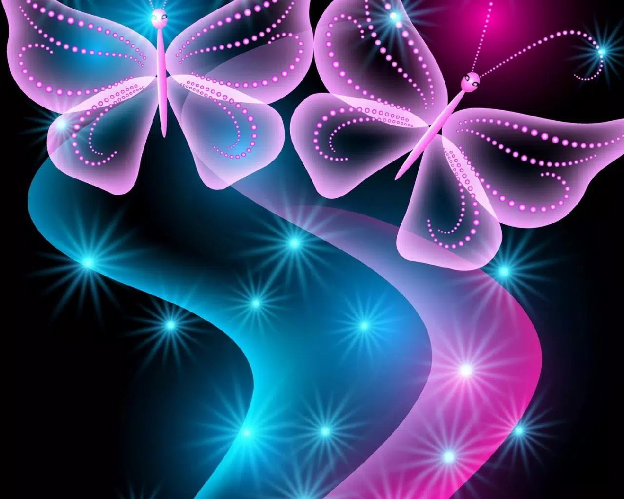 Schmetterlinge, Glitzer, Rosa, Türkis, Fantasy, HD, Hintergrundbild für den PC