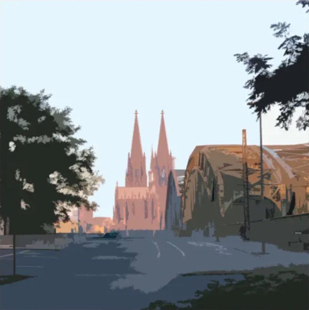 Kölner Dom, Köln, Illustration, Flache Grafik, Hintergrundbild für iPad und Tablet