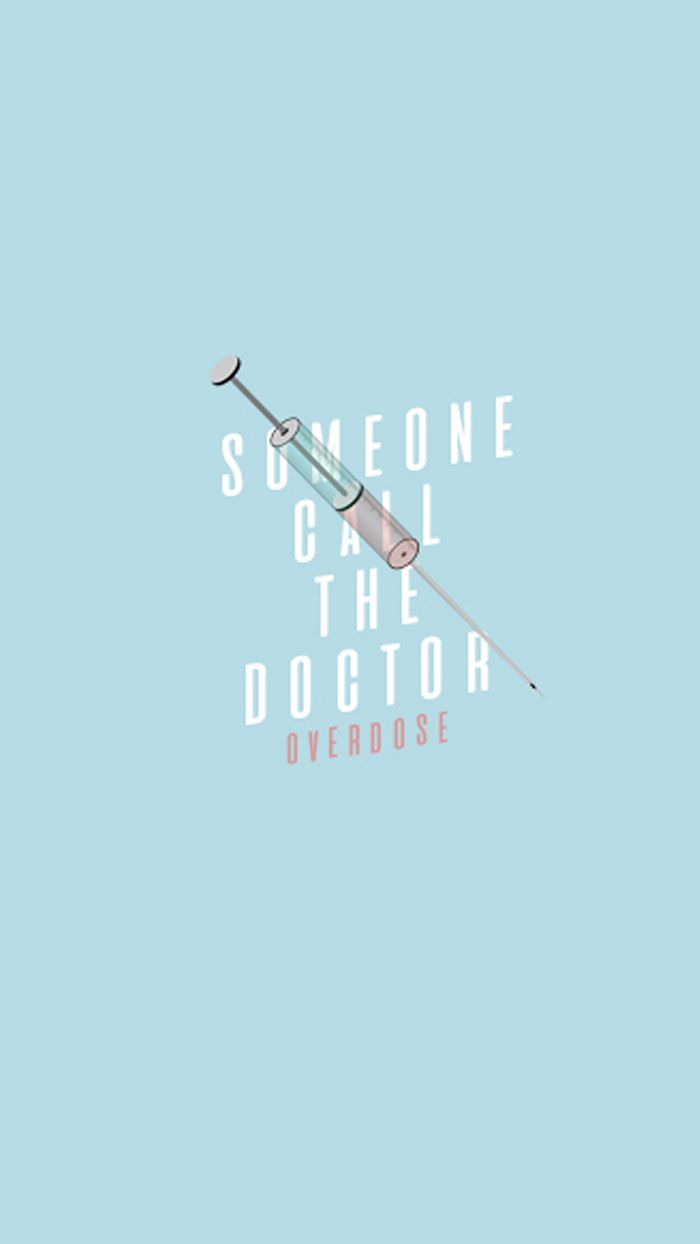 Someone call the doctor, Typografie, Hellblau, Spritze, Hochformat, Hintergrundbild fürs Smartphone