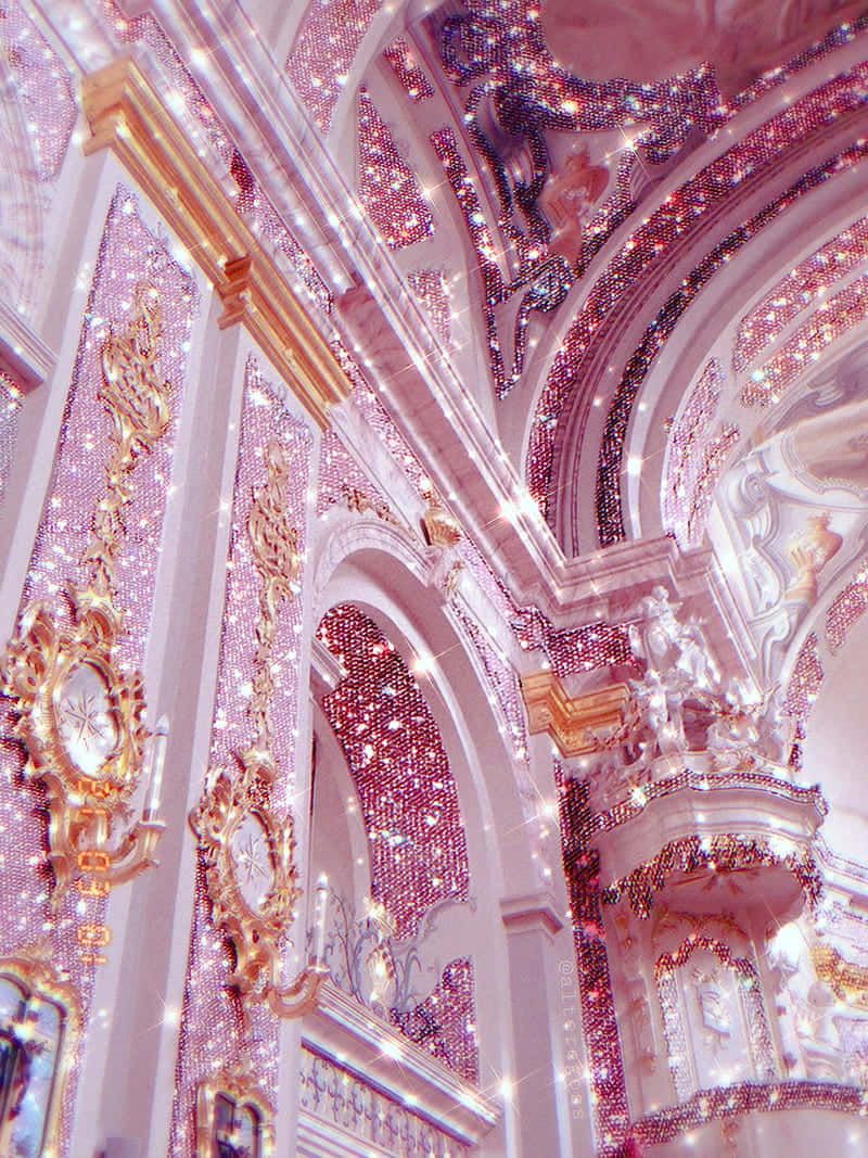 Palast, Barock, Interieur, Rosa, Gold, Funkeln, HD, iPad-Hintergrundbild