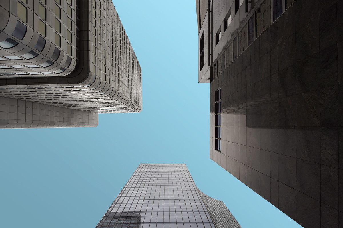 Köln, Hochhäuser, Moderne Architektur, Froschperspektive, Blauer Himmel, Hintergrundbild