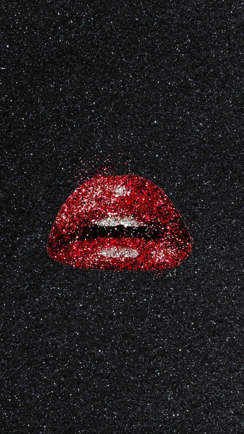 Rote Glitzerlippen, Lippen, Schwarzer Hintergrund, Kussmund, Sperrbildschirm fürs iPhone