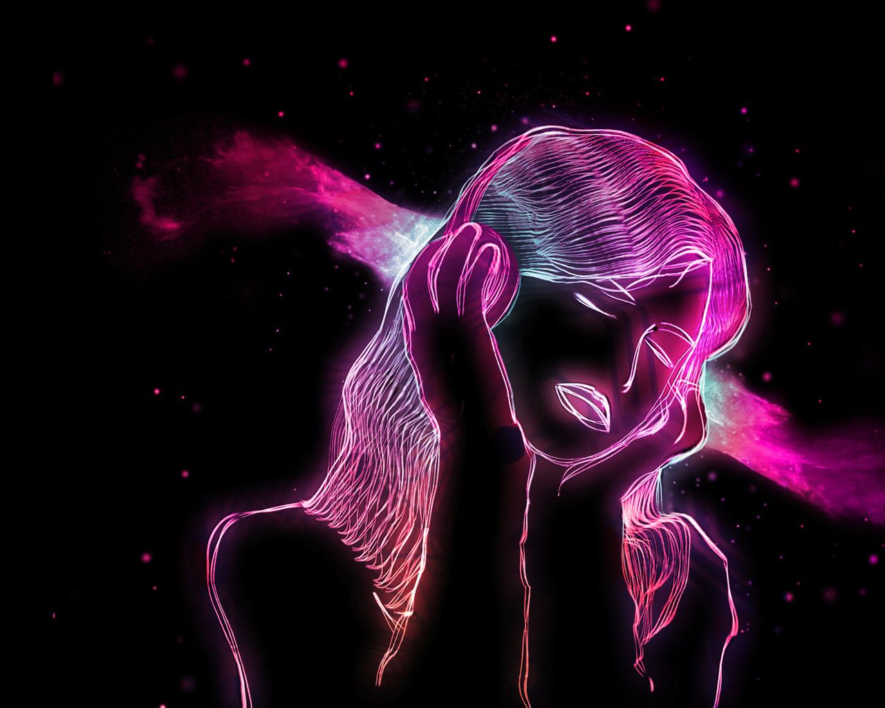 Frau, Silhouette, Linienkunst, Pink, Rauch, HD, Hintergrundbild für den PC