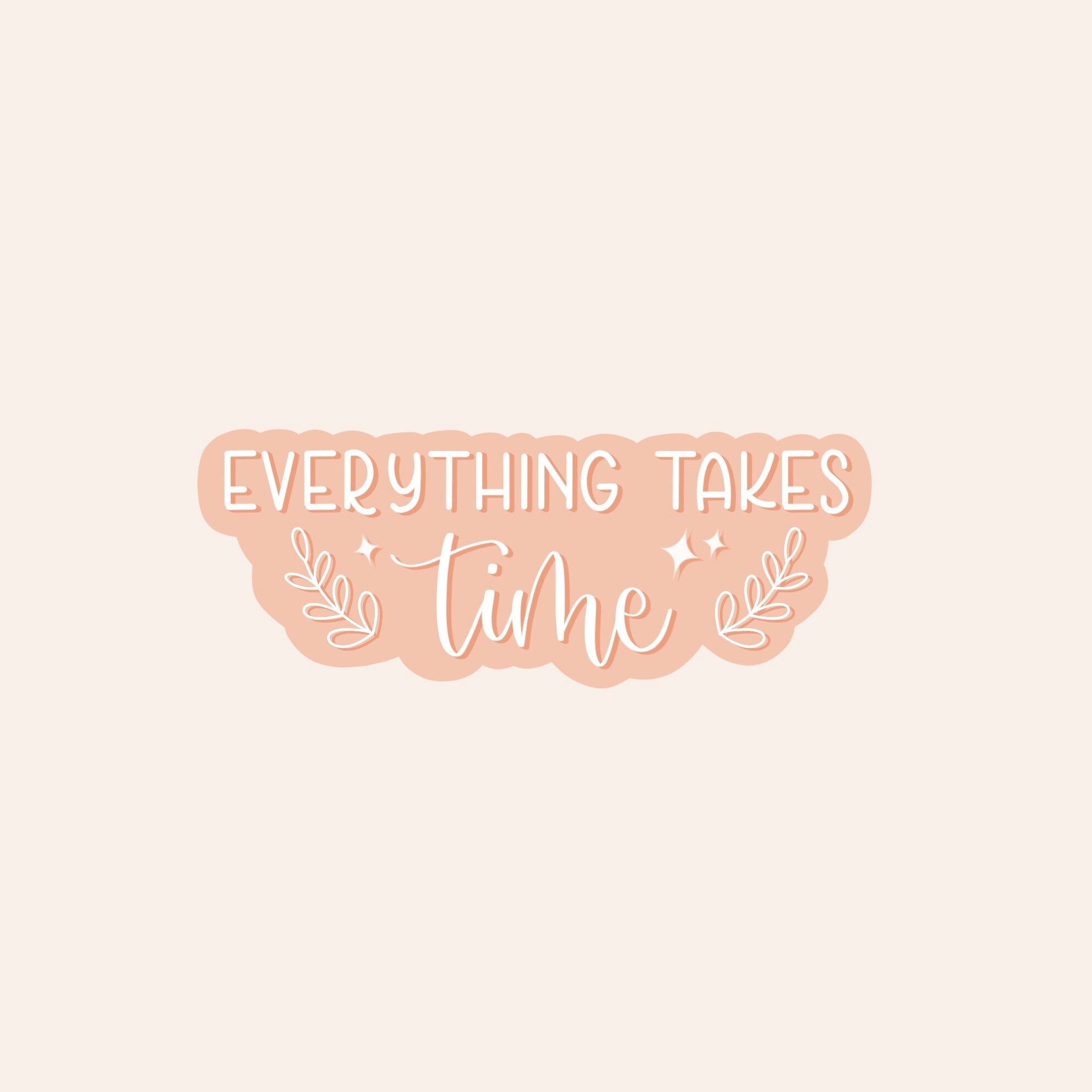Everything takes time, Wolke, Pfirsich, Creme, Geduld, Full HD, Hintergrundbild fürs Tablet
