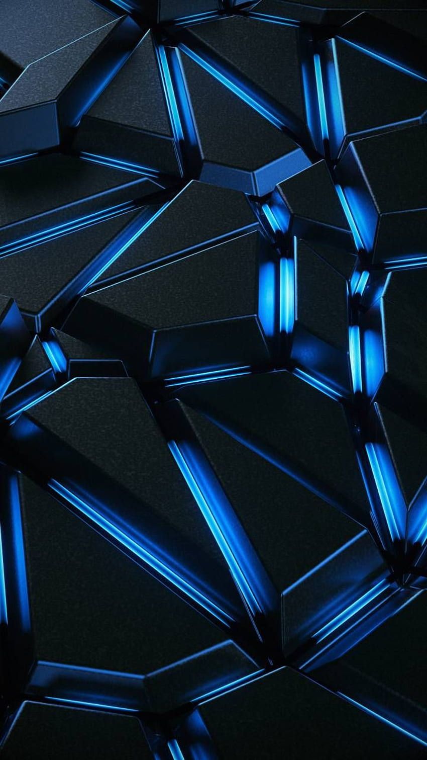 Polygone, Blaue Kanten, Dunkel, Geometrisch, Textur, HD, Sperrbildschirm fürs iPhone
