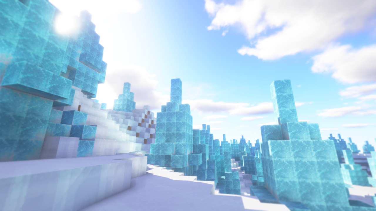 Minecraft, Eisberge, Packeis, Sonne, Blauer Himmel, HD, Hintergrundbild für den PC