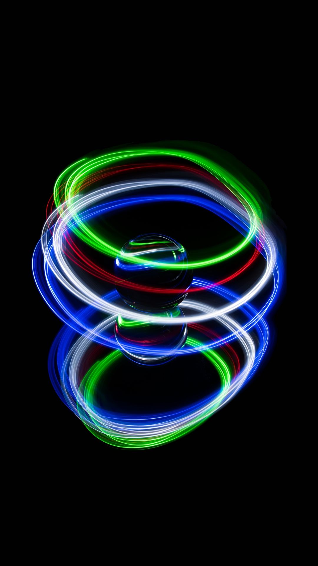 Lichtringe, Spirale, Grün, Blau, Schwarzer Hintergrund, Full HD, Sperrbildschirm fürs iPhone