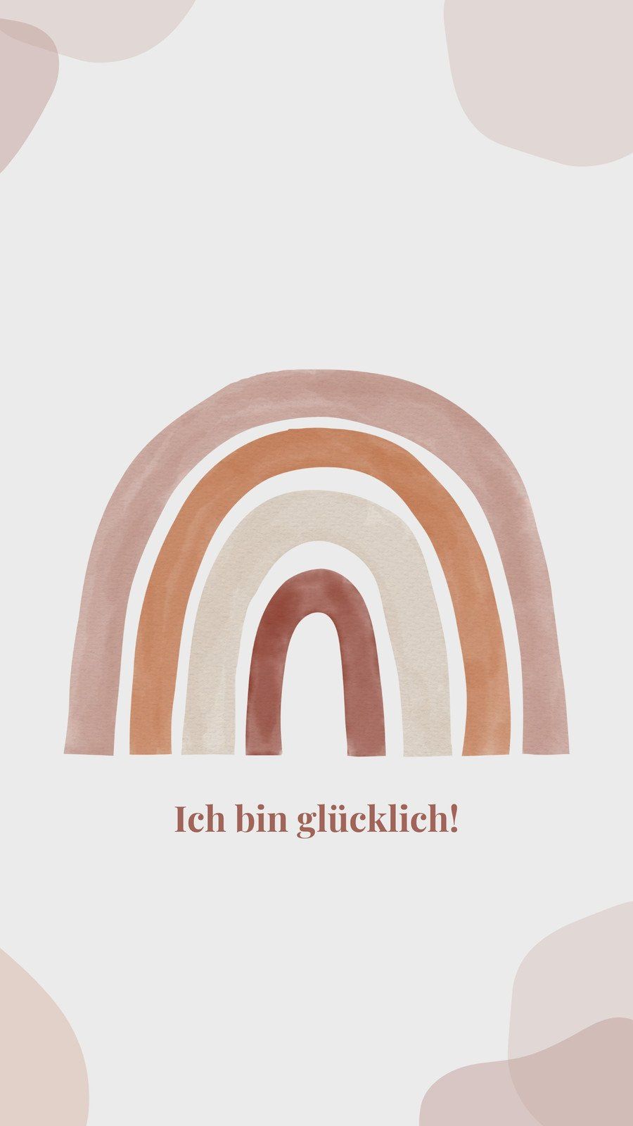 Ich bin glücklich, Regenbogen, Boho, Beige, Erdtöne, Hintergrundbild für iPhone und Android