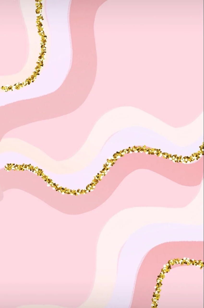 Wellen, Goldglitzer, Rosa, Marmor, Pastell, Hintergrundbild für iPhone und Android