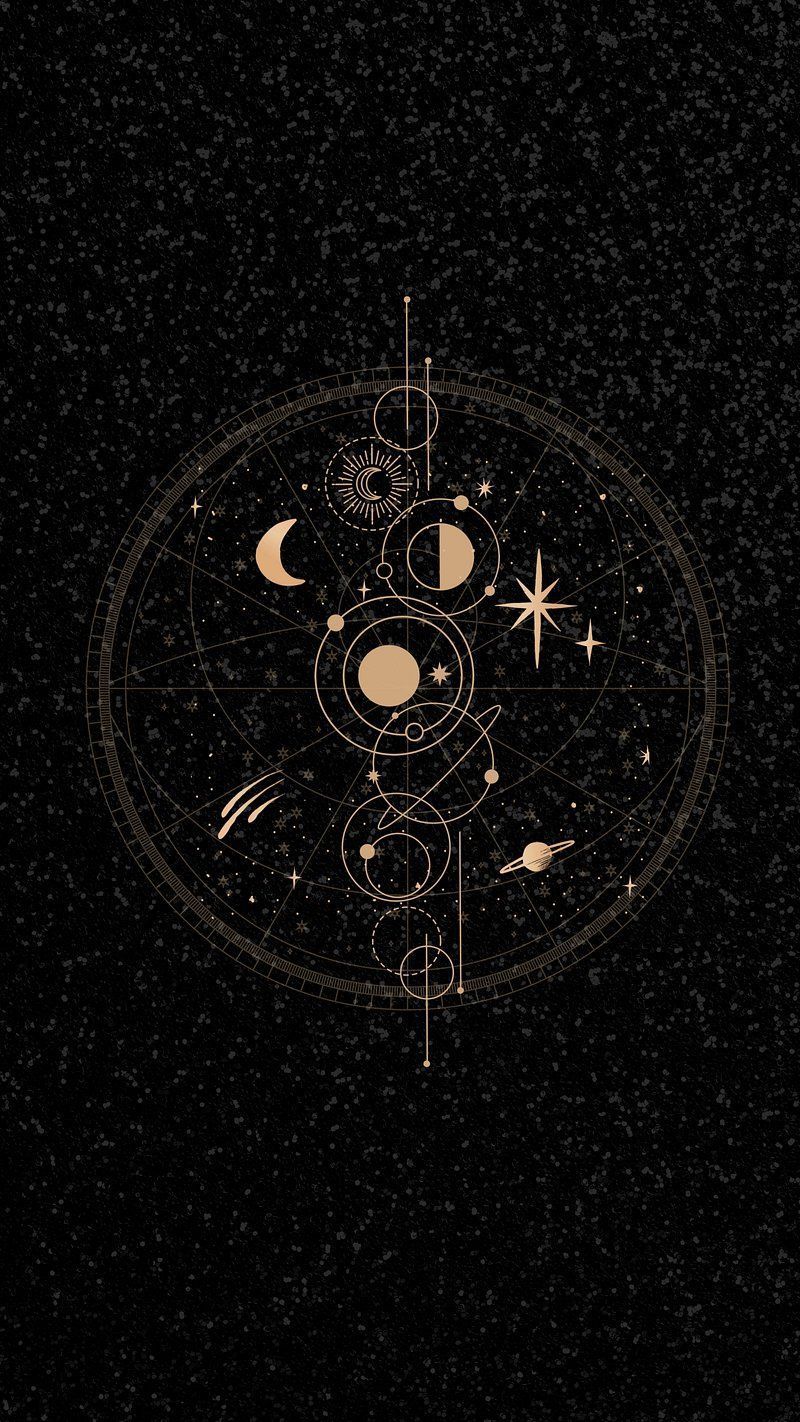 Mondphasen, Esoterik, Goldene Linien, Sterne, Astrologie, HD, iPhone-Hintergrundbild