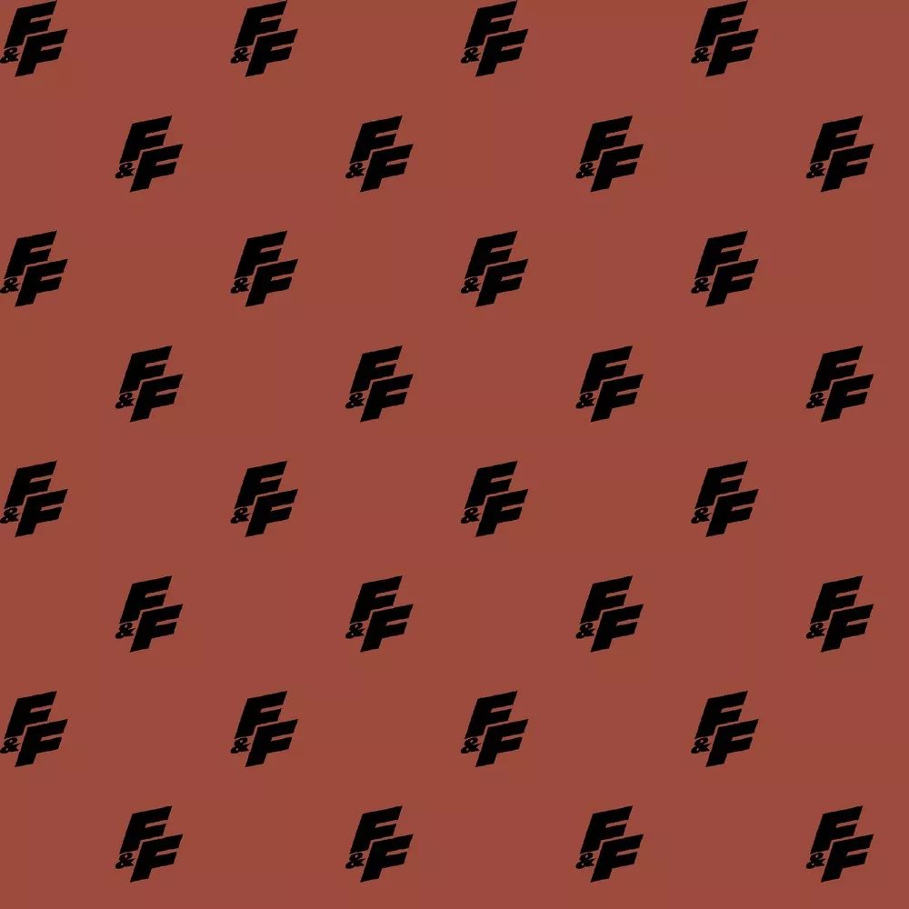 F-Logo, Wiederholung, Rotbraun, Schwarz, Diagonal, Hintergrundbild für iPad und Tablet
