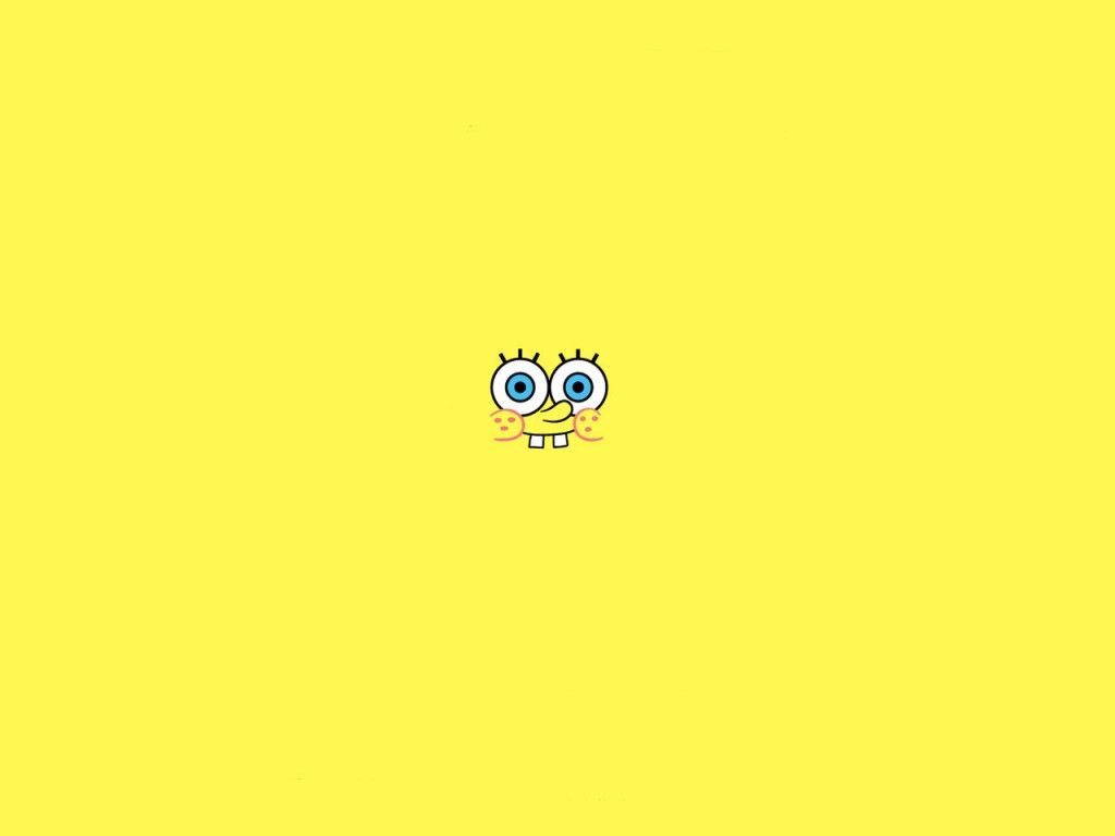SpongeBob Schwammkopf, Augen, Gelber Hintergrund, Minimalistisch, Wallpaper