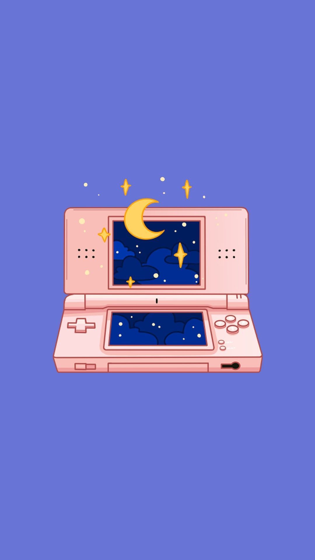 Nintendo DS Lite, Nintendo, Handheld-Konsole, Mond, Rosa, Blau-Violetter Hintergrund, Sperrbildschirm