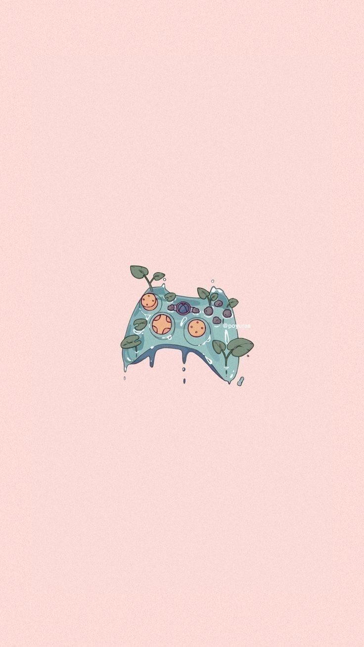 Controller, Pflanze, Pastellrosa, Minimalistisch, Niedlich, HD, Handy-Hintergrundbild