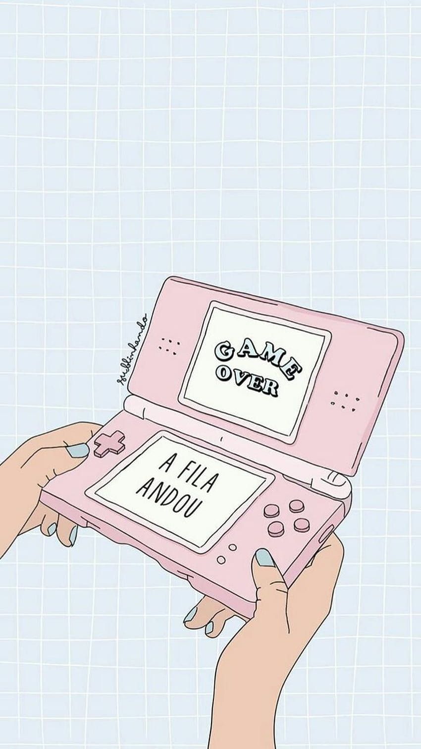 Nintendo DS, Game Over, Hände, Rosa, Skizze, Hintergrundbild für iPhone und Android
