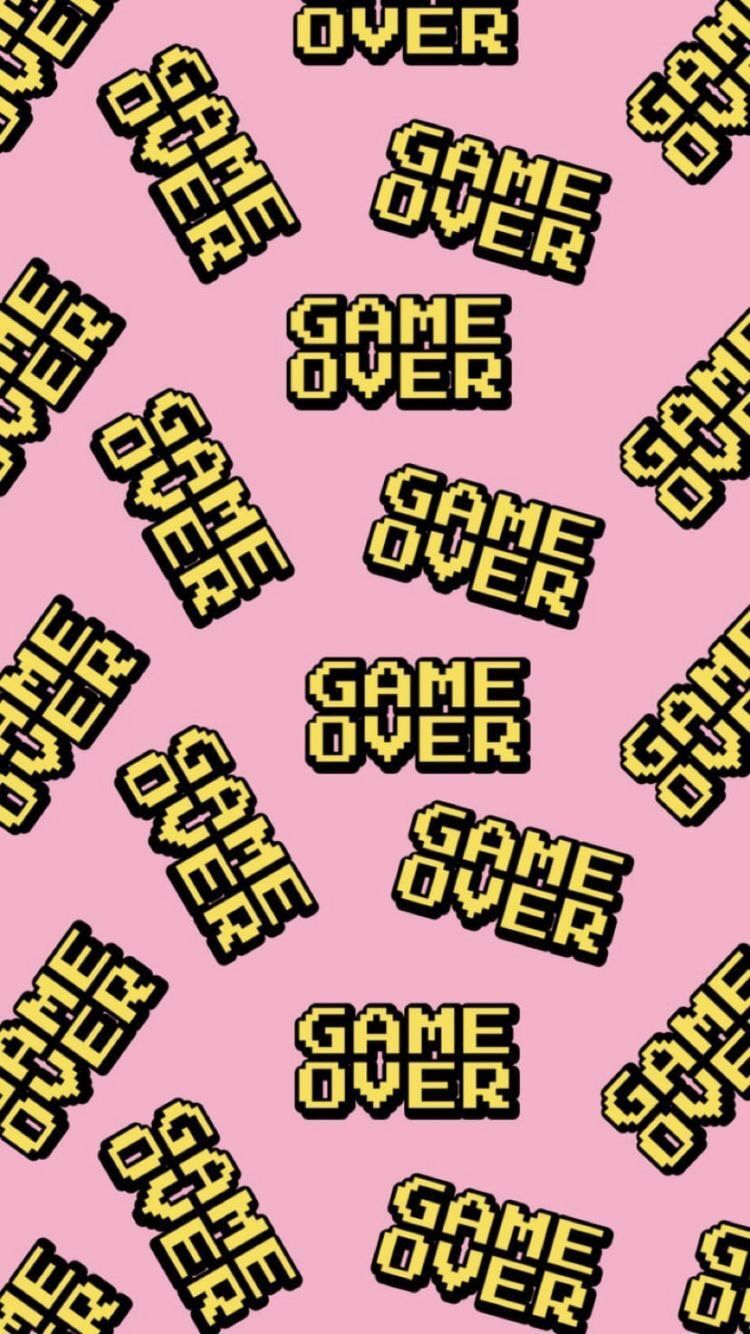 Game Over, Muster, Pixelschrift, Rosa, Gelb, HD, Sperrbildschirm fürs iPhone
