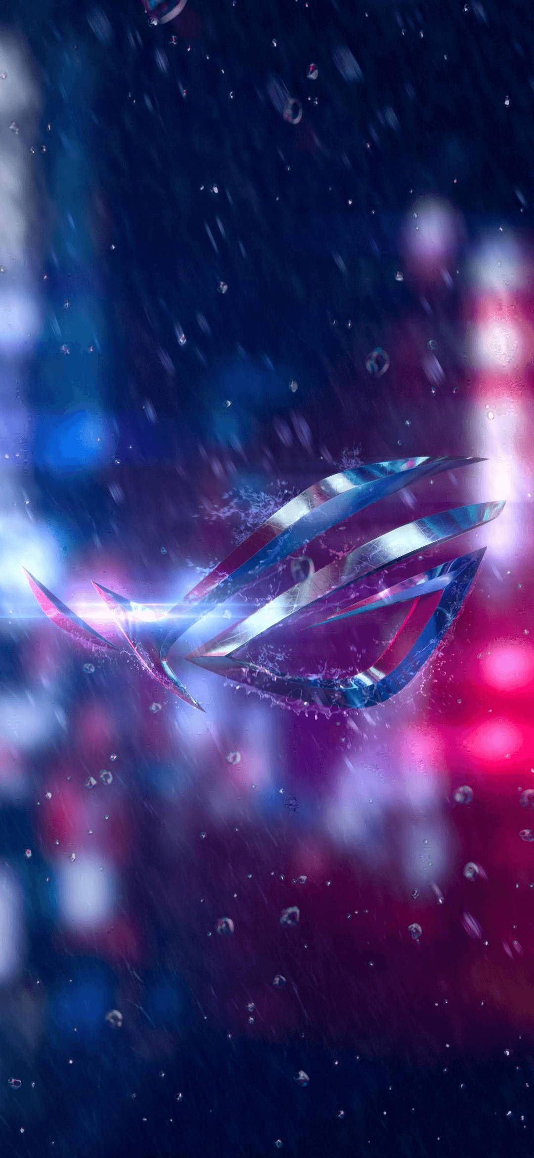 ASUS ROG, Logo, Bokeh, Blau-Pink, Neon, Full HD, Handy-Hintergrund im Hochformat