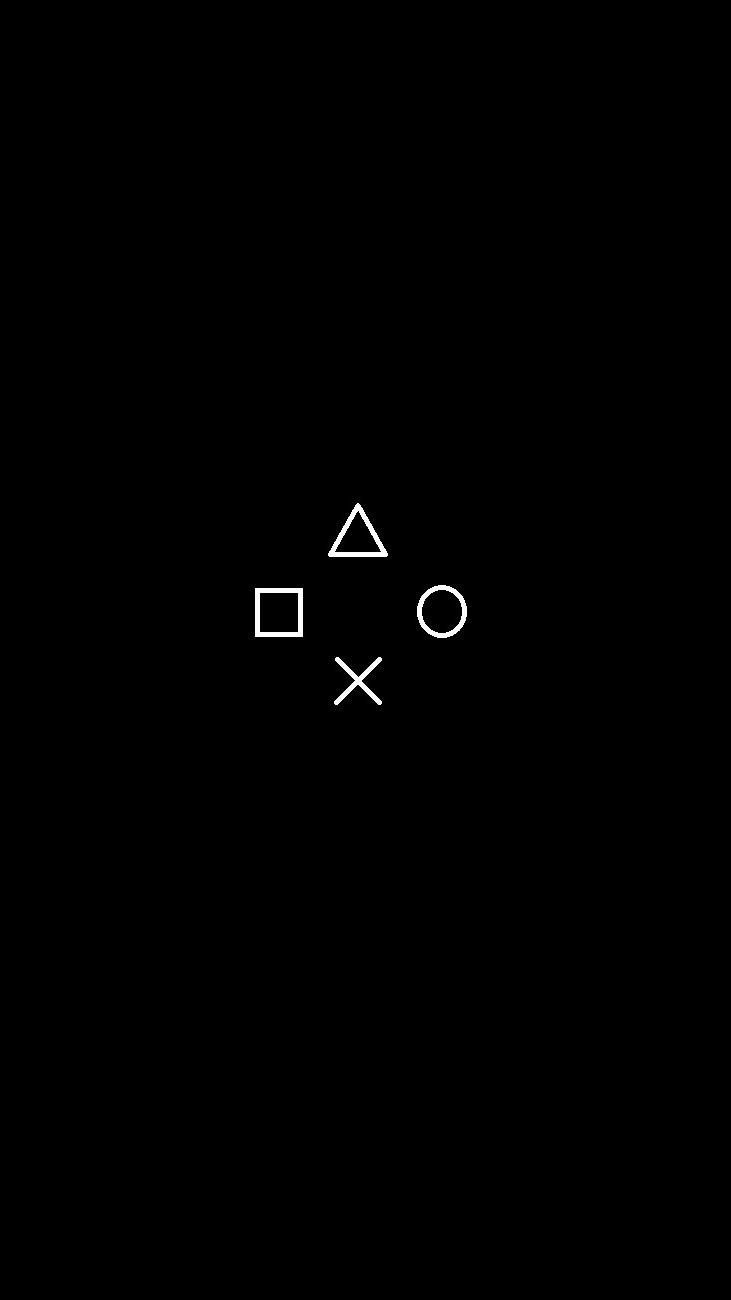 PlayStation-Symbole, Schwarzer Hintergrund, Minimalistisch, Weiß, Sperrbildschirm fürs iPhone