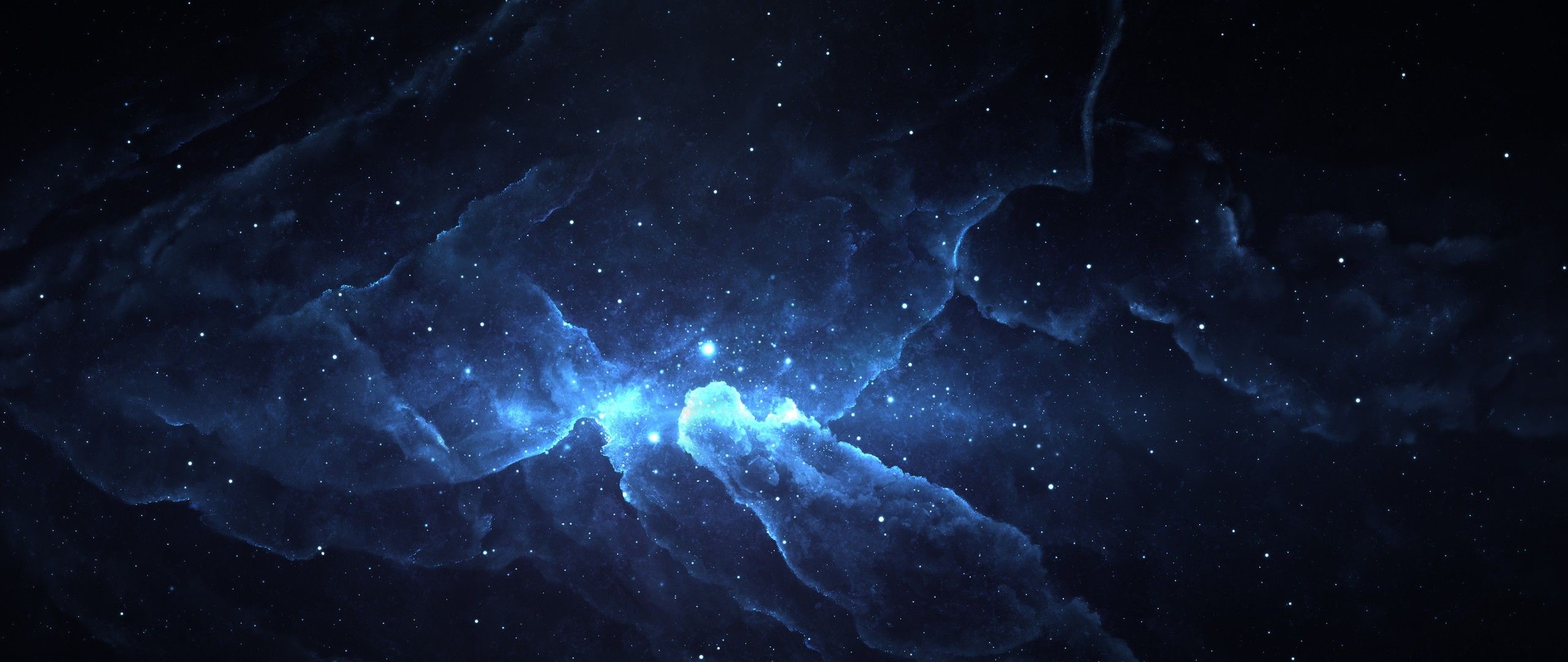 Nebel, Weltraum, Blau, Sterne, Galaxie, 2K, Hintergrundbild für den PC