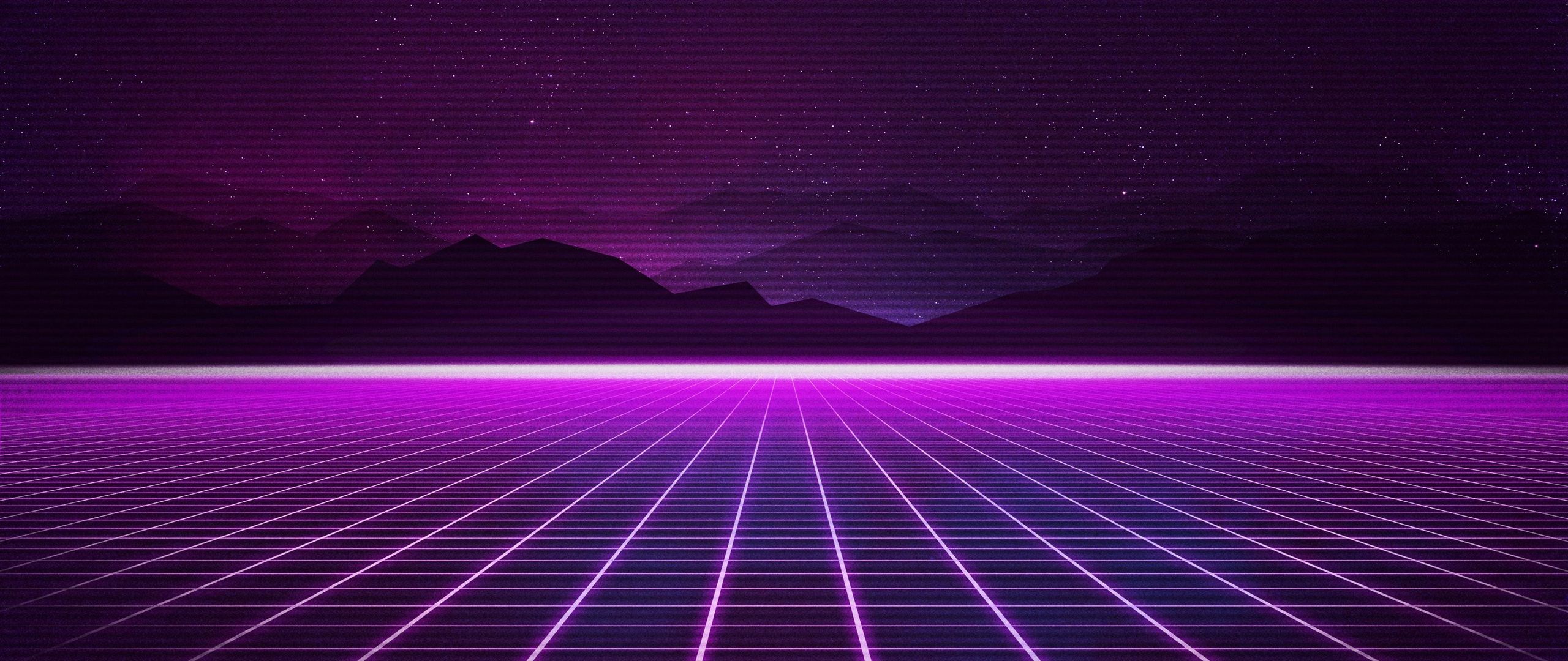 Gitter, Neon, Berge, Lila, Synthwave, 2K, Desktop-Hintergrund für Windows