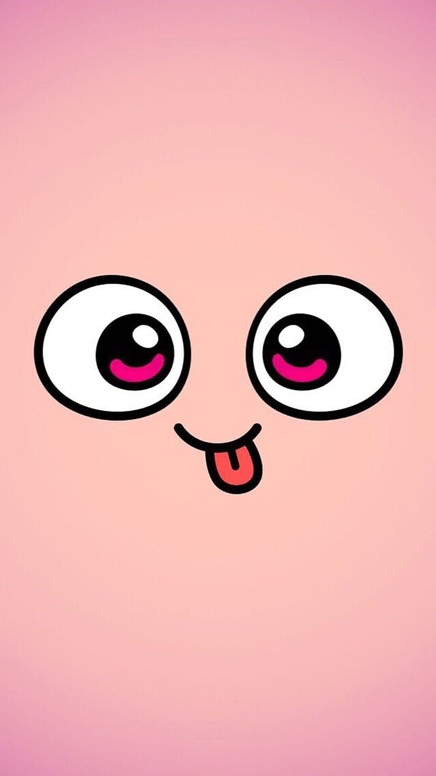 Kawaii-Gesicht, Große Augen, Zunge, Rosa Farbverlauf, Cartoon, HD, Handy-Hintergrundbild
