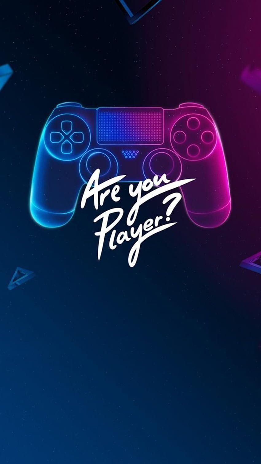 Are you Player?, Controller, Neon, Blau-Lila, Schriftzug, Android-Hintergrundbild
