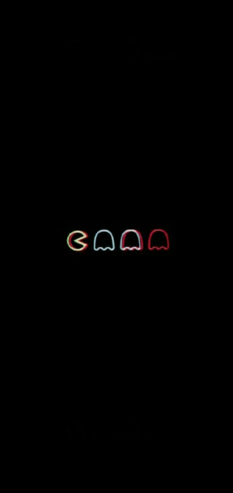 Pac-Man, Geister, Schwarzer Hintergrund, Minimalistisch, Sperrbildschirm fürs iPhone