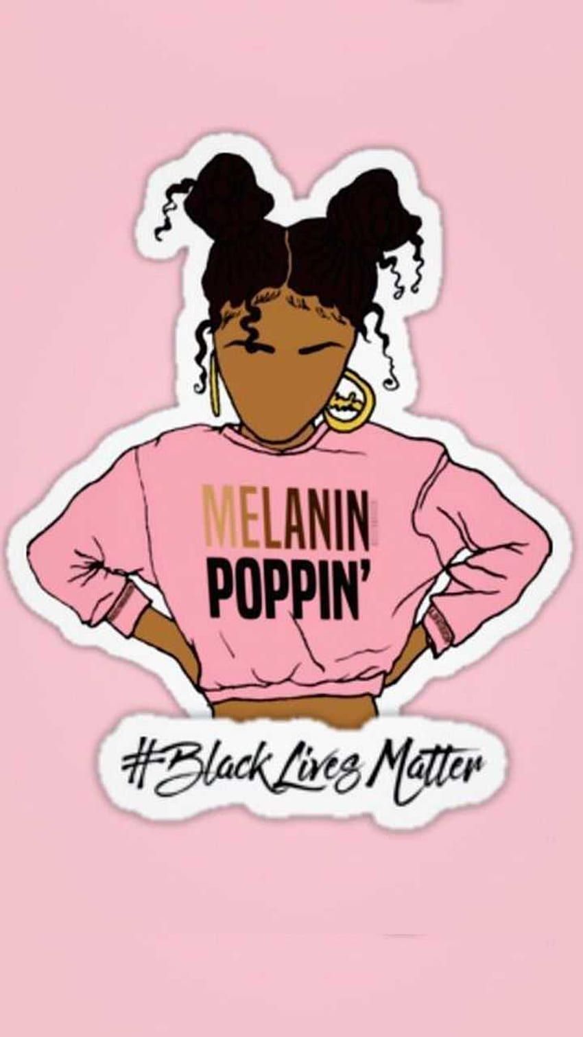 Melanin Poppin, Black Lives Matter, Illustration, Afro-Haar, Rosa Hintergrund, Sperrbildschirm