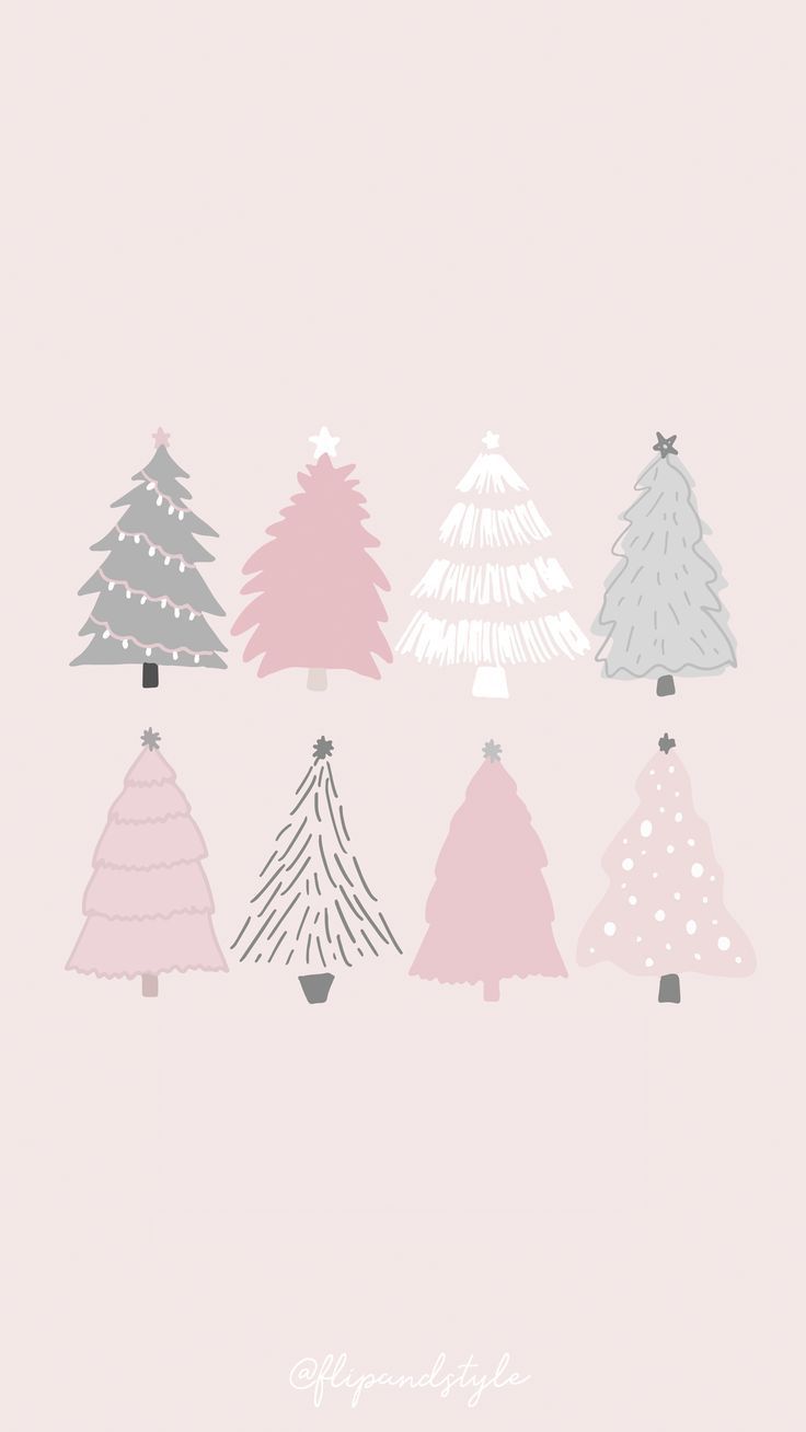 Tannenbäume, Rosa, Grau, Illustration, Minimalistisch, HD, Hintergrundbild fürs Handy