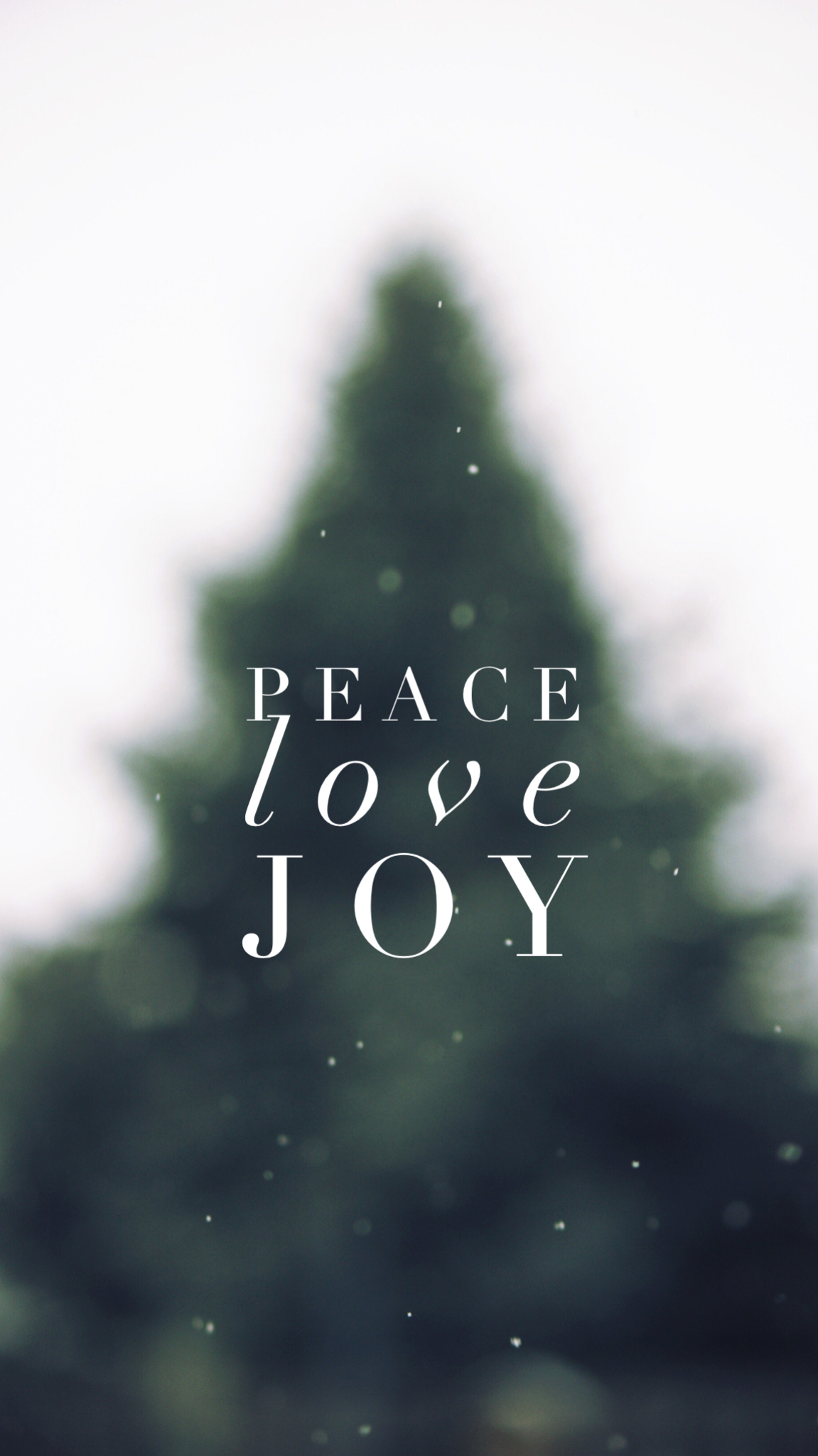 Peace Love Joy, Schriftzug, Tanne, Unschärfe, Minimalistisch, Full HD, Handy-Hintergrundbild