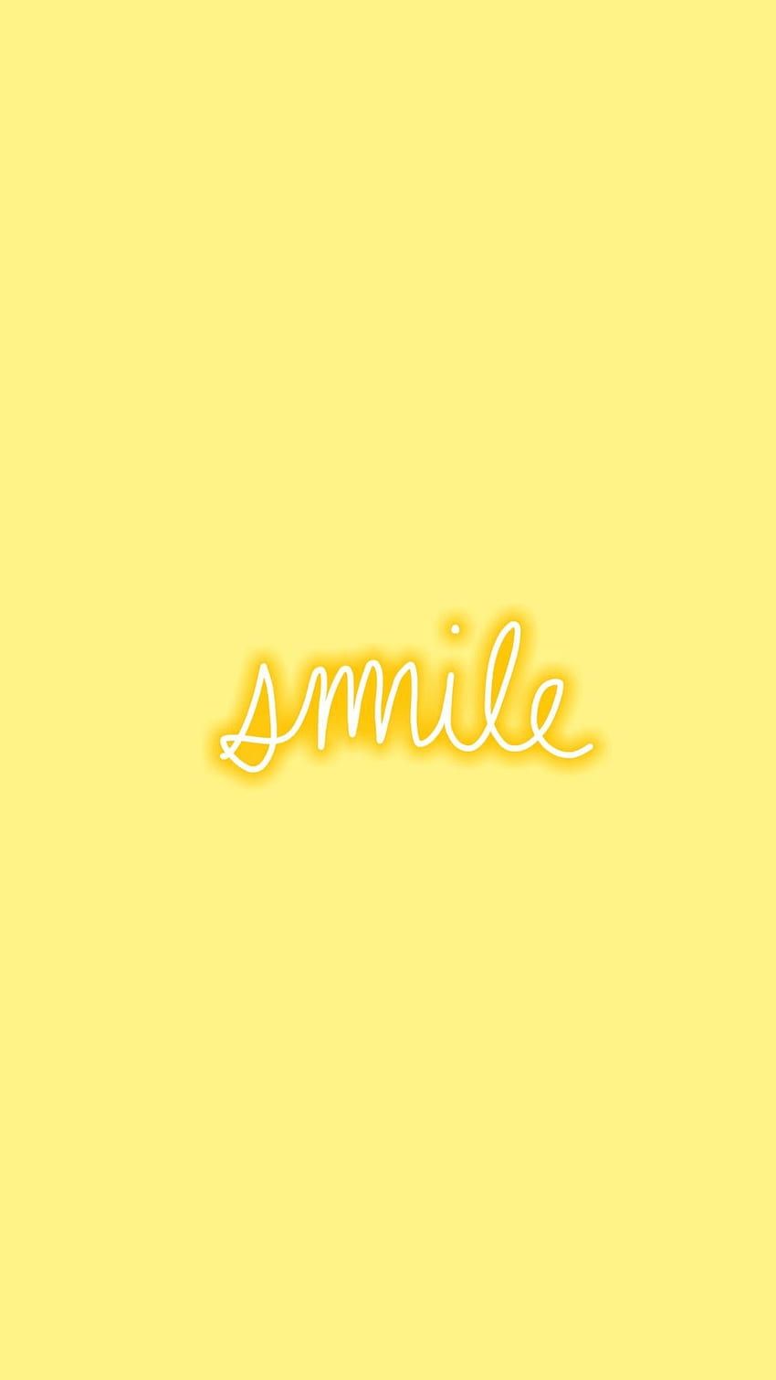 Smile, Schriftzug, Gelber Hintergrund, Typografie, Minimalismus, Sperrbildschirm fürs iPhone