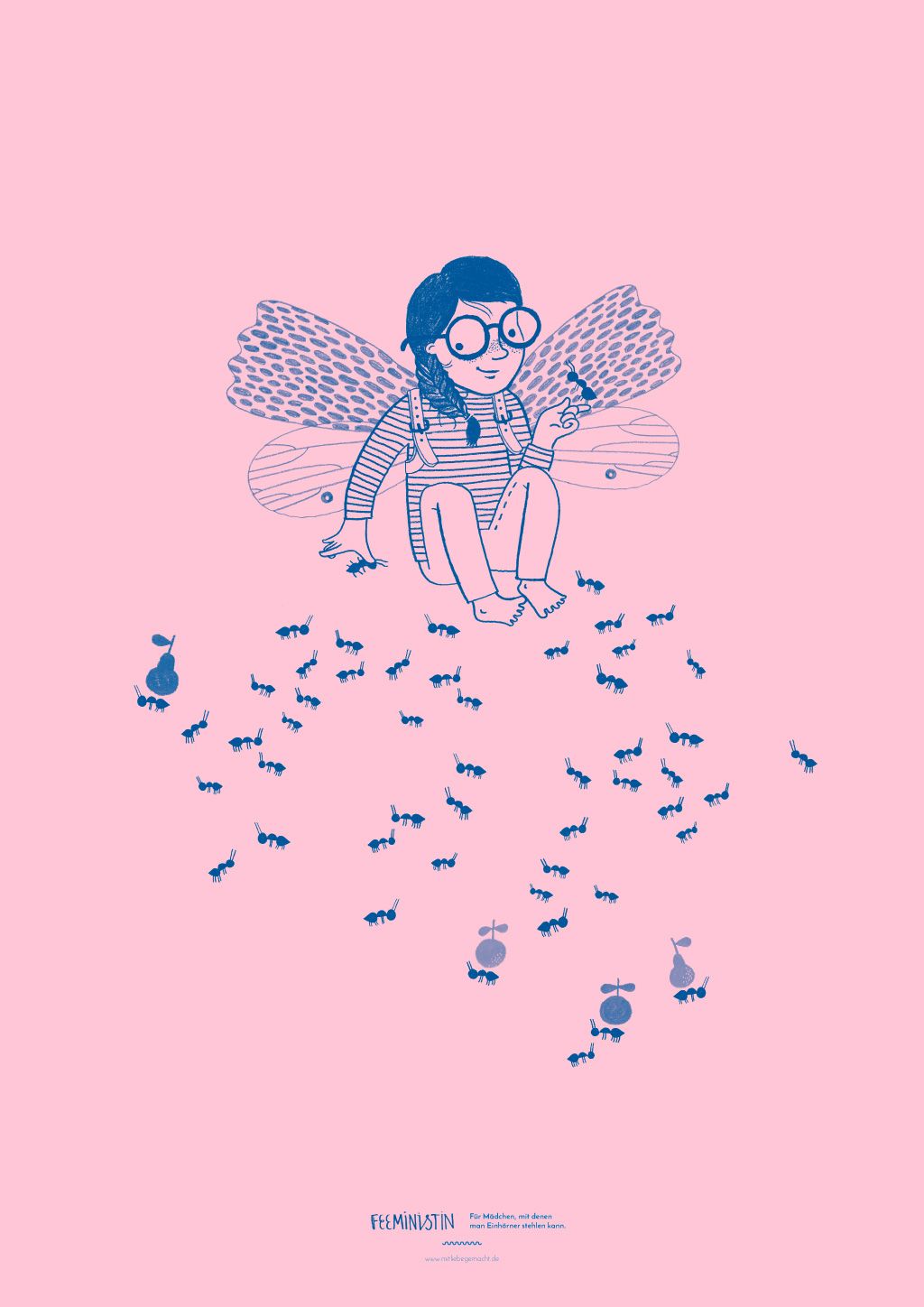 Illustration, Fee, Flügel, Blau, Rosa Hintergrund, HD Wallpaper